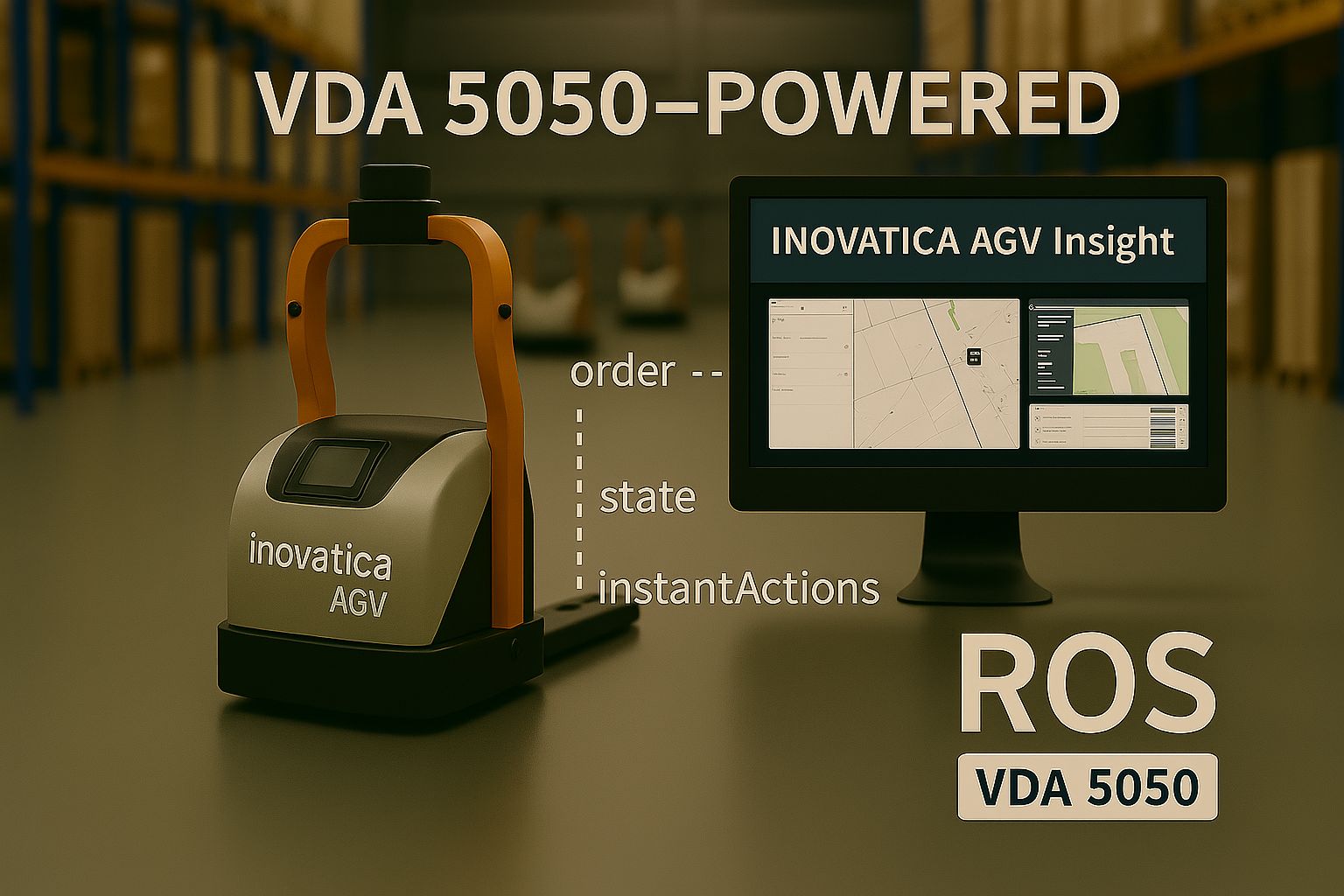 System autonomicznych wózków widłowych Inovatica AGV oparty na protokole VDA 5050